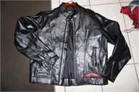 Diamond plate Buffalo Leather Motorcycle jacket XL