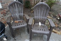 2 Brown Plastic patio chairs