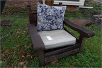 Vintage wood chair with cushions