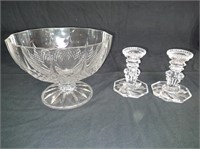 Lead crystal compote and candle sticks