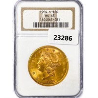 1904-S $20 Gold Double Eagle NGC MS63