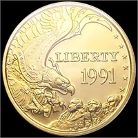 1991-W Commem 1/4oz Gold $5 GEM PROOF