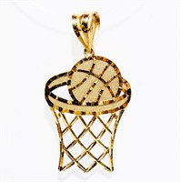 Jewelry 10kt Yellow Gold Basketball Hoop Pendant