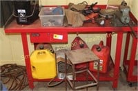 CLARK ROLLING WORK BENCH w/ CONTENTS, WILTON CLAMP