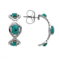 Silver Campo Frio Turquoise J-Hoop Earrings