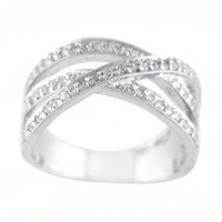 Sterling Silver Interwined White CZ Ring SZ 8