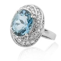 Silver 5.85ctw London Blue & White Topaz Ring-SZ6