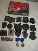 Military Uniform Patches & Insignia In Cigar Box