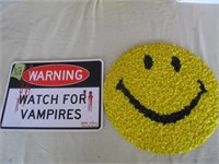 2pc Signs - Mid Century Smiley Face / "Vampires"