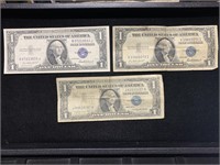 3-$1silver Certificates One Is Uncirculated