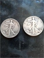 Two 1942 Liberty silver half dollars