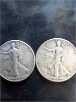 1943 and 1945 liberty silver half dollars
