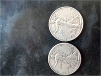 1942 and 1944 Liberty silver half dollars