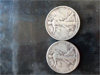 1941 and 1945 Liberty silver half dollars