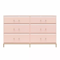 Effie 6 Drawer Dresser, Pale Pink