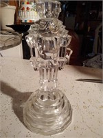 Nutcracker clear glass candlestick 8 in possibly