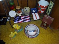 A variety of things at 10 birdhouse American flag