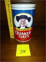 Old fashioned Quaker net oatmeal glass container