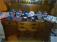 A variety of USA flags stuff shelf not for sale