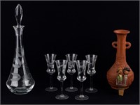 Glasses with Carafe, Vase & Bottle Stopper