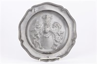 Pewter Crest Decorated Plate