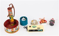 Vintage Toy and Colorful Ornaments