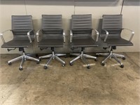 Black Leather Texture Conference Chairs