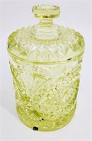 Antique Green Depression Glass Biscuit Jar