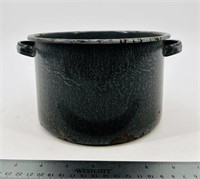 Antique Gray Swirl Graniteware Bean Pot