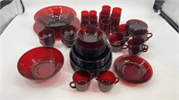 Large Lot of Anchor Hocking Ruby Red Glassware