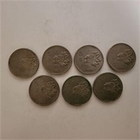 Lot of 7 Mexicanos $5 Coins