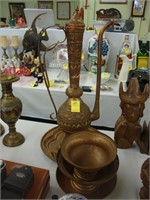 Lot of old copperware including embossed ewer.