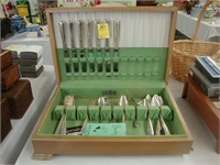 Set of cased silver plated cutlery.