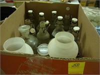 Box lot of various bottles including 2 glass