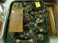 Tray lot of various old 19th century door knobs