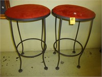 Two contemporary round barstools.