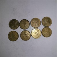 Lot of 8 Mexicanos $20 Coins