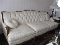 FRUITWOOD RE-UPHOLISTERED PARLOR SOFA