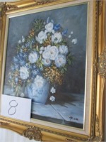 OIL ON CANVAS FLOWER PAINTING BY PICA