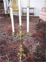 FOOTED BRASS CANDLE LAMP  31"