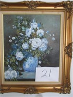 OIL ON CANVAS FLOWER PAINTING BY PAUL