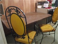 MID CENTURY METAL TABLE AND CHAIRS