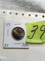1991 B.U 25 cent  (only 459,000 made)