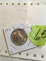 1967 Silver Wolfe 25 cent Canada Confederation 100