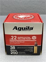(250) Rounds .22 Super Extra Hollow Point 38gr