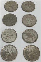 Lot Of Eight 1973 25Cent Coins