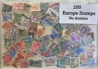 200 Europe Stamps - No Doubles