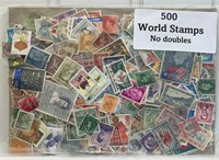 500 World Stamps - No Doubles