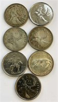7 Canadian Quarters Misc Years