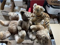 Steiff tiger and teddy bears